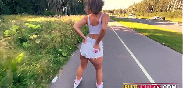  Roller Skating Booty Babe Gets Buttfucked